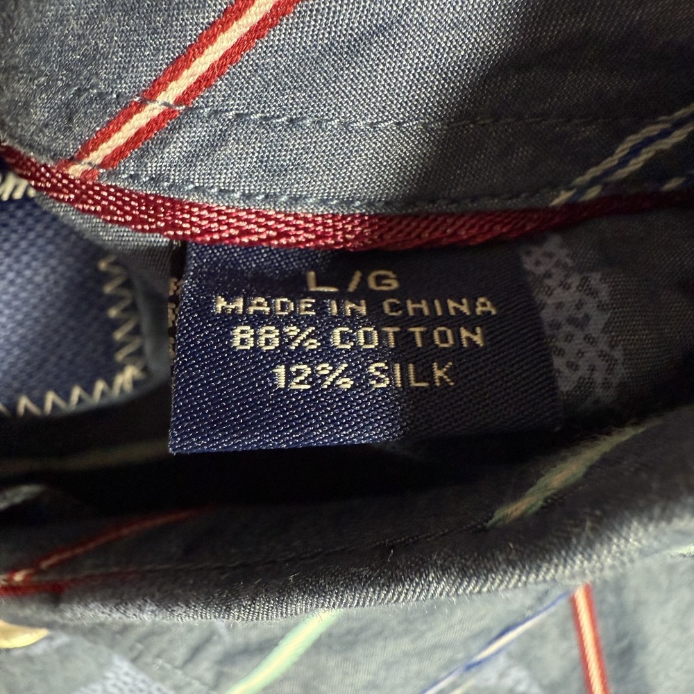 Tommy Bahama Shirt Mens Large Blue Floral‎ Striped Silk Blend Hawaiian Preppy - Picture 11 of 12